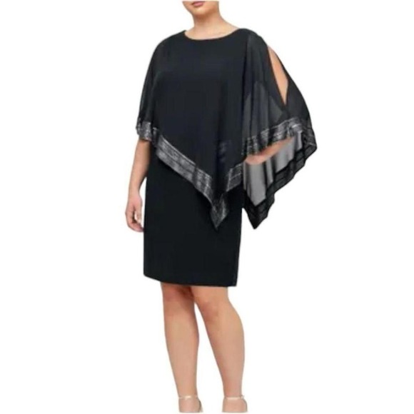 Ignite evening Foil Trim Asymmetrical Popover Dress size 12 - Picture 1 of 6